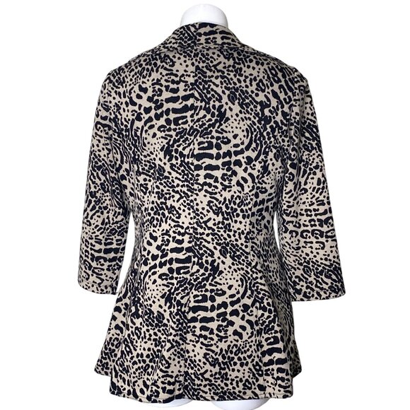 Calvin Klein Leopard Print Ruffle Cardigan, Open Front Black Brown Women's Sz 8 - Picture 5 of 9